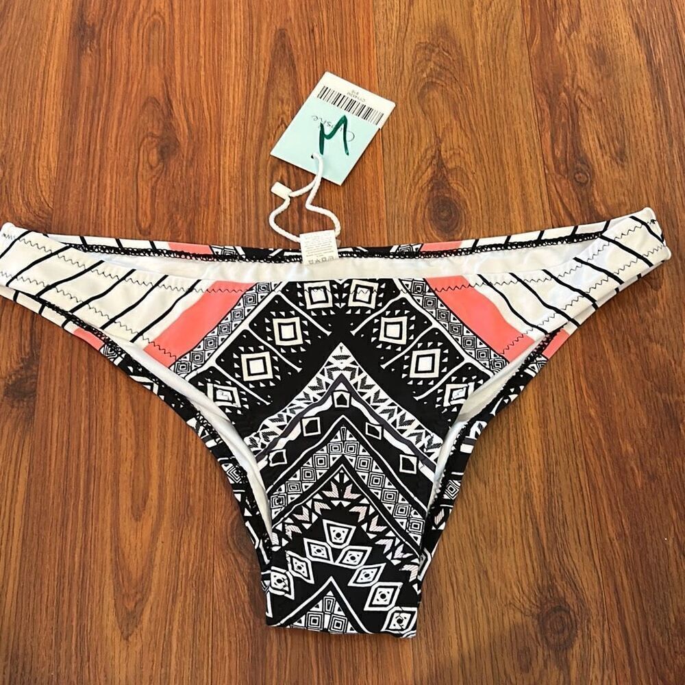 NEW cupshe black white pink cheeky swimsuit bottom bathing suit print Aztec